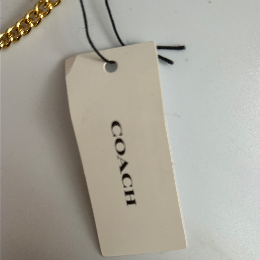 Coach Gold Necklace with Heart and Pearl Accents - Picture 2 of 5